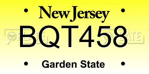 BQT458 New Jersey License Plate