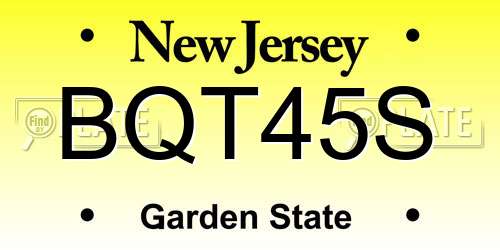 BQT45S New Jersey License Plate