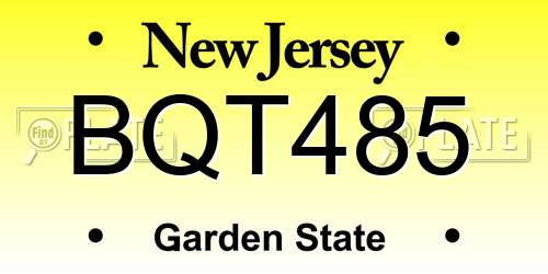 BQT485 New Jersey License Plate
