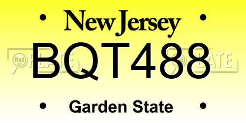 BQT488 New Jersey License Plate