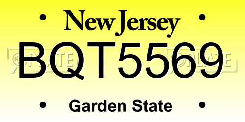 BQT5569 New Jersey License Plate