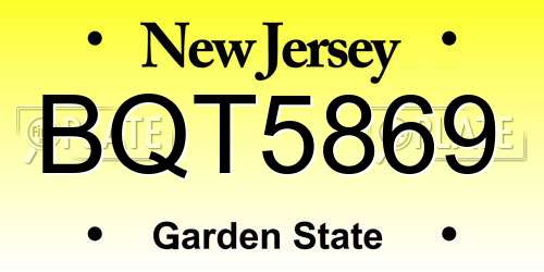 BQT5869 New Jersey License Plate
