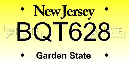 BQT628 New Jersey License Plate