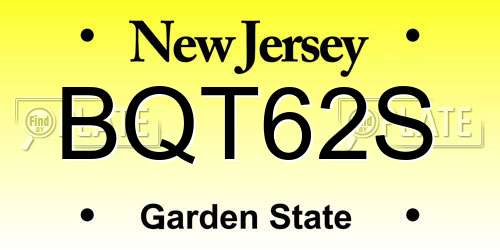 BQT62S New Jersey License Plate