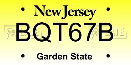 BQT67B New Jersey License Plate