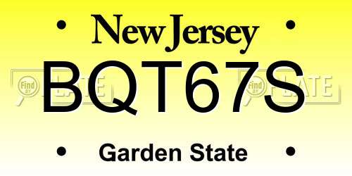 BQT67S New Jersey License Plate