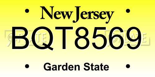 BQT8569 New Jersey License Plate