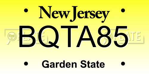 BQTA85 New Jersey License Plate