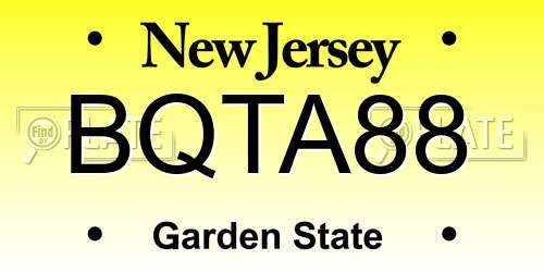 BQTA88 New Jersey License Plate