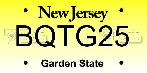 BQTG25 New Jersey License Plate