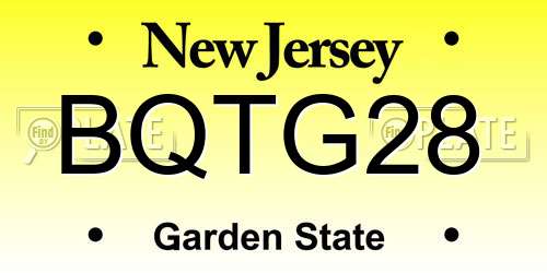 BQTG28 New Jersey License Plate