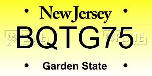 BQTG75 New Jersey License Plate