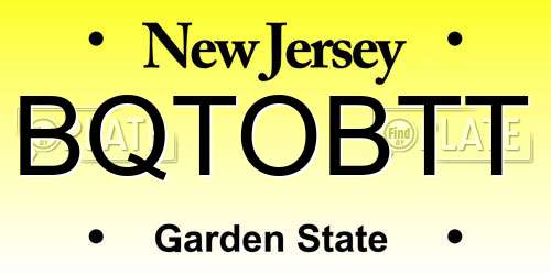 BQTOBTT New Jersey License Plate