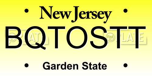 BQTOSTT New Jersey License Plate