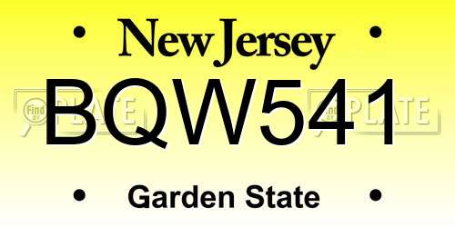 BQW541 New Jersey License Plate