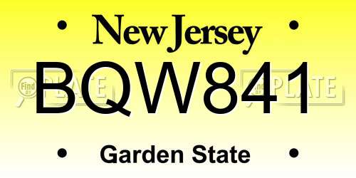 BQW841 New Jersey License Plate