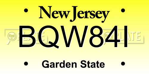 BQW84I New Jersey License Plate