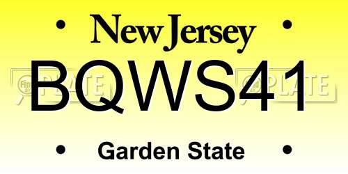 BQWS41 New Jersey License Plate