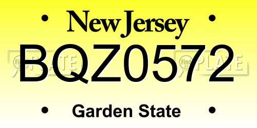 BQZ0572 New Jersey License Plate
