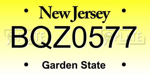 BQZ0577 New Jersey License Plate