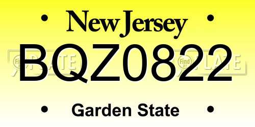 BQZ0822 New Jersey License Plate