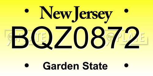 BQZ0872 New Jersey License Plate