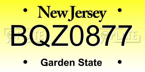 BQZ0877 New Jersey License Plate