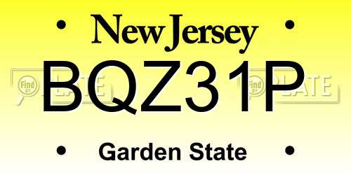 BQZ31P New Jersey License Plate