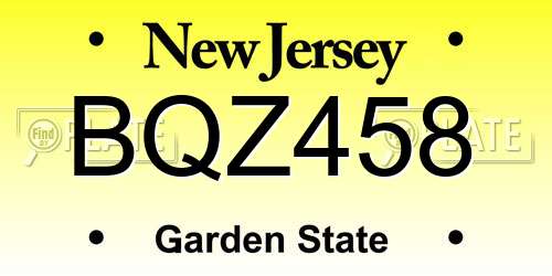 BQZ458 New Jersey License Plate