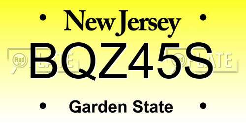 BQZ45S New Jersey License Plate