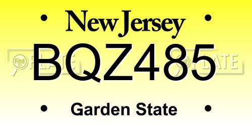 BQZ485 New Jersey License Plate