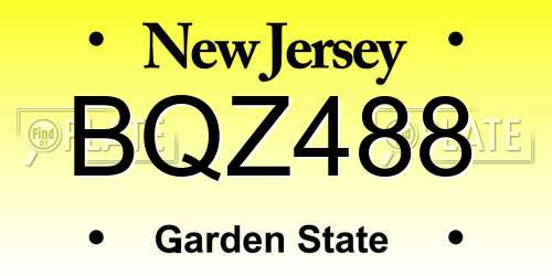 BQZ488 New Jersey License Plate