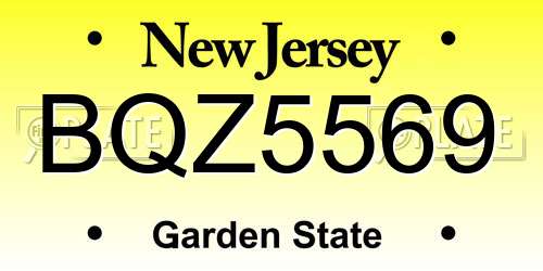BQZ5569 New Jersey License Plate
