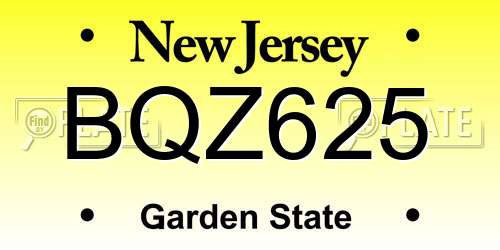 BQZ625 New Jersey License Plate