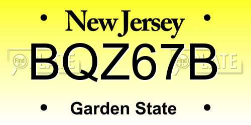 BQZ67B New Jersey License Plate