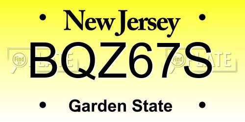 BQZ67S New Jersey License Plate