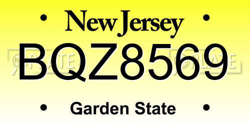 BQZ8569 New Jersey License Plate