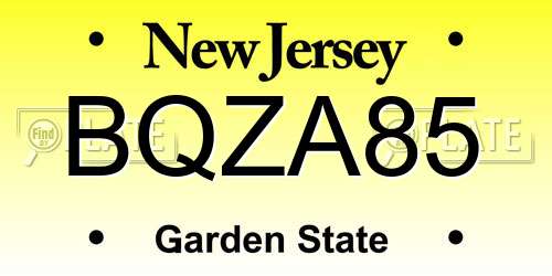 BQZA85 New Jersey License Plate