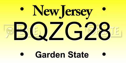 BQZG28 New Jersey License Plate