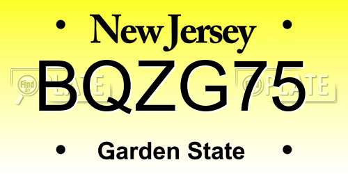 BQZG75 New Jersey License Plate