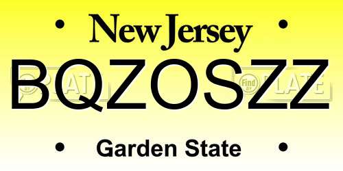 BQZOSZZ New Jersey License Plate
