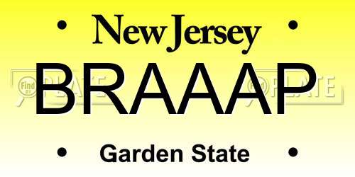 BRAAAP New Jersey License Plate