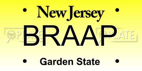 BRAAP New Jersey License Plate