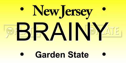 BRAINY New Jersey License Plate