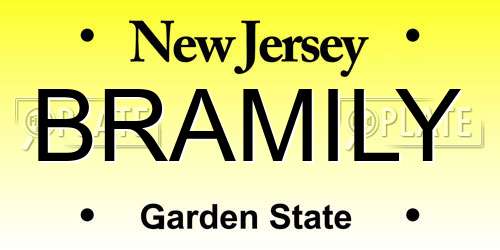 BRAMILY New Jersey License Plate
