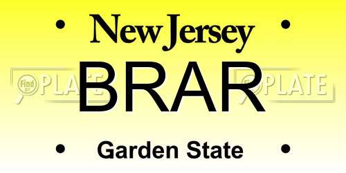 BRAR New Jersey License Plate
