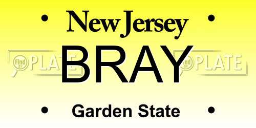 BRAY New Jersey License Plate