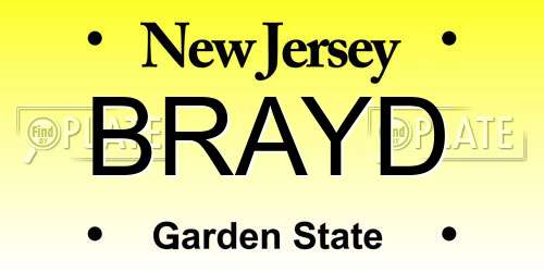 BRAYD New Jersey License Plate