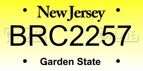 BRC2257 New Jersey License Plate