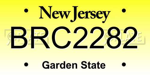 BRC2282 New Jersey License Plate